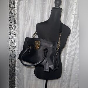 Michael Kors Black Satchel with Gold Accents